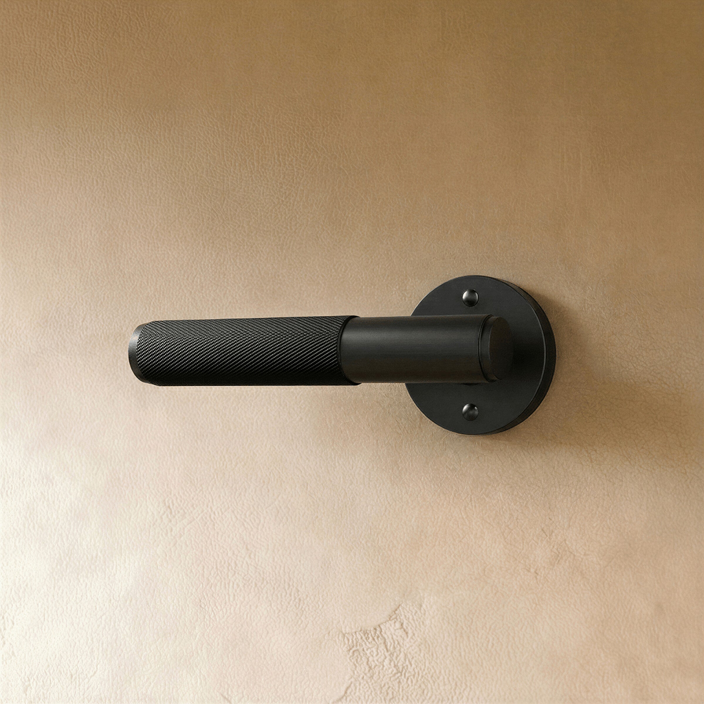 Poignée noire mate, rosace ronde
