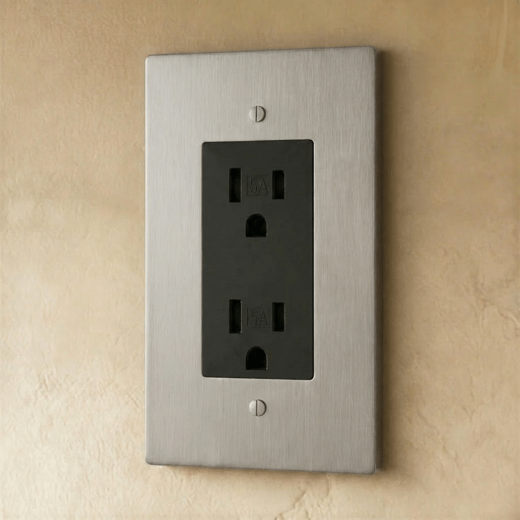Prise électrique finition acier inoxydable 1 poste