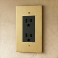 Prise électrique en laiton doré 1 poste sur un mur beige