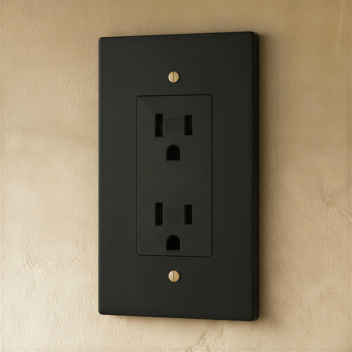 Prise électrique finition noir et laiton 1 poste