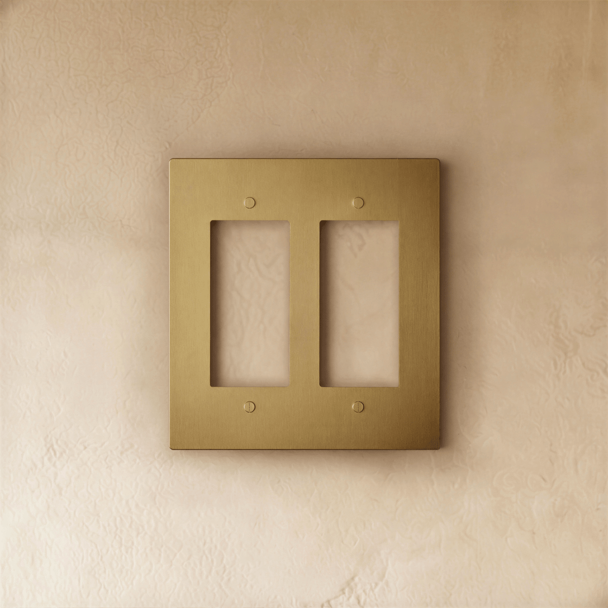 Plaque interrupteur en laiton 2 postes sur mur clair