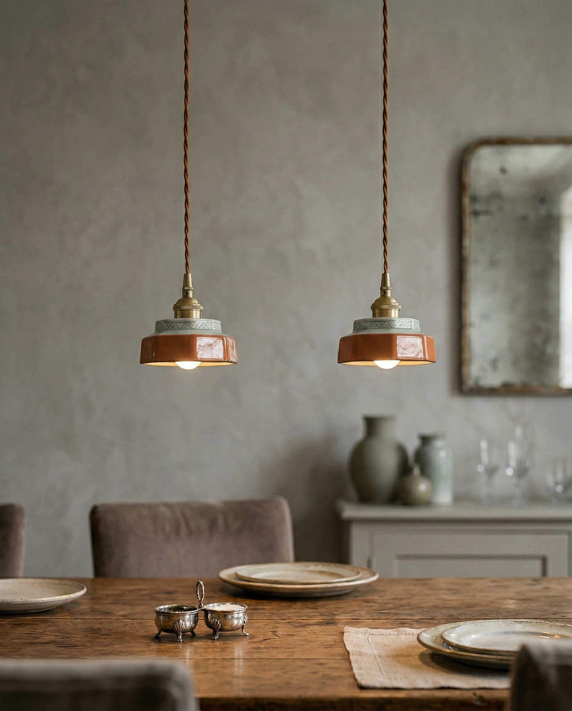 Suspension céramique rétro éclairage d'appoint au dessus d'une table