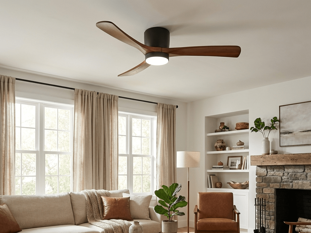 Ventilateur de Plafond en Bois avec Lumière - section 1 Image